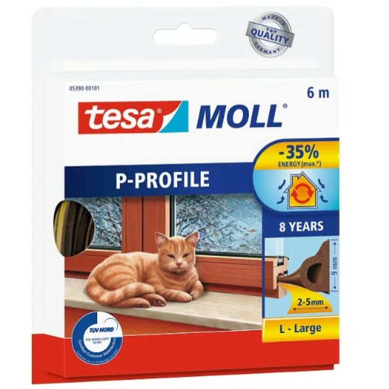 tesa Moll CLASSIC Calfeutrage caoutchouc profil P, marron