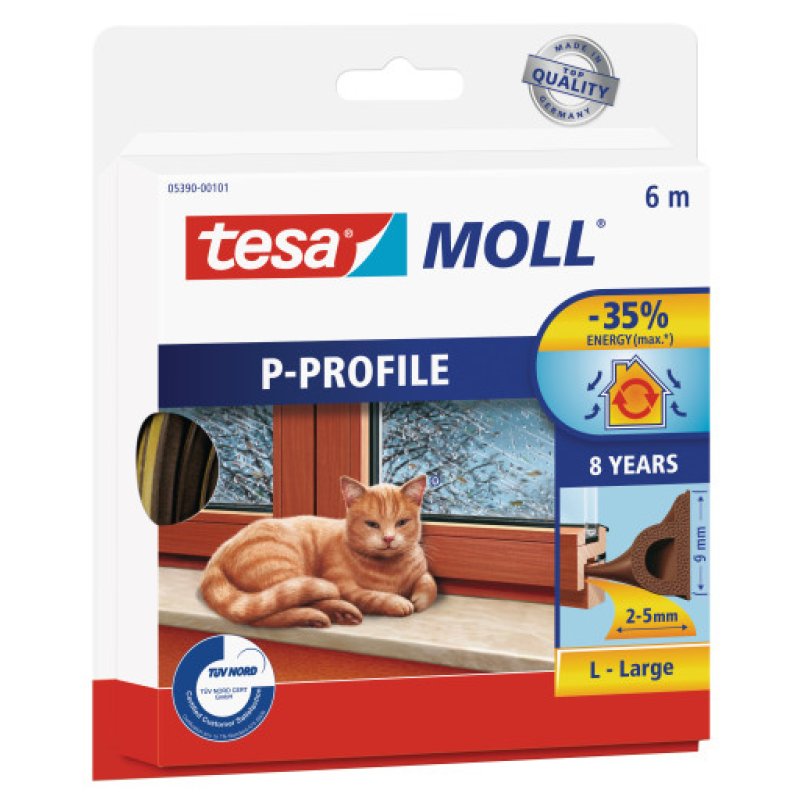 tesa Moll CLASSIC Calfeutrage caoutchouc Profil P, marron
