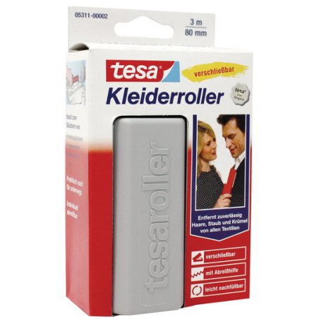 tesa Rouleau anti-peluches, 3 m x 80mm,avec mecanisme pliant