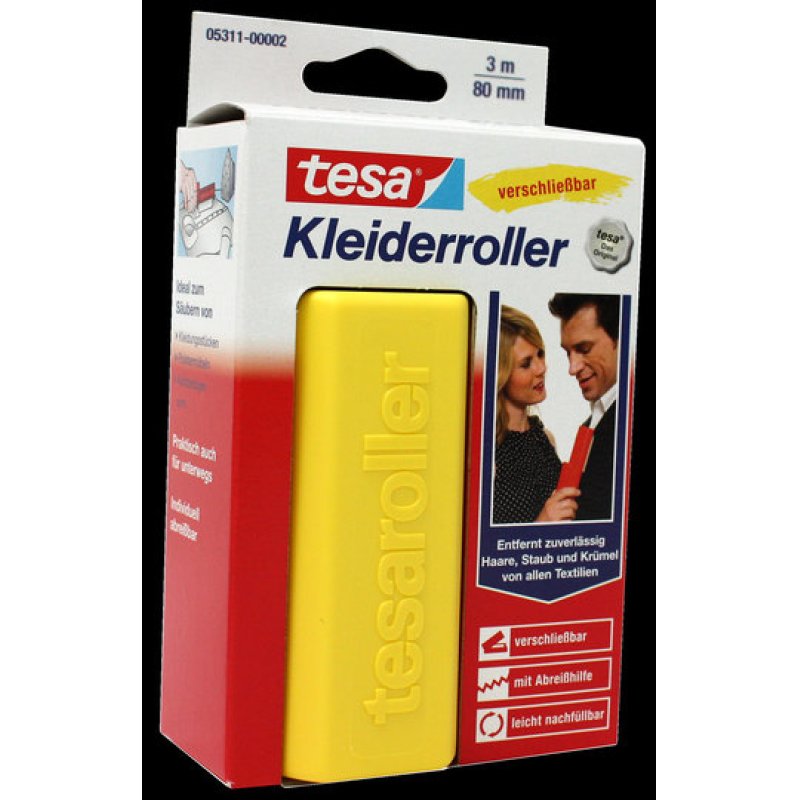 tesa Rouleau anti-peluches, 3 m x 80mm,avec mecanisme pliant