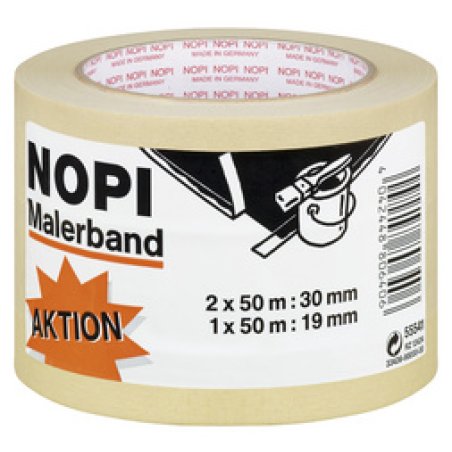 NOPI Ruban de masquage en papier crêpe, lot promo de 2,beige