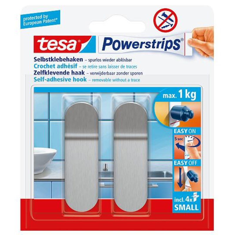 TESA 57045-00000 home storage hook Indoor Towel hook Metallic 2 pc(s)