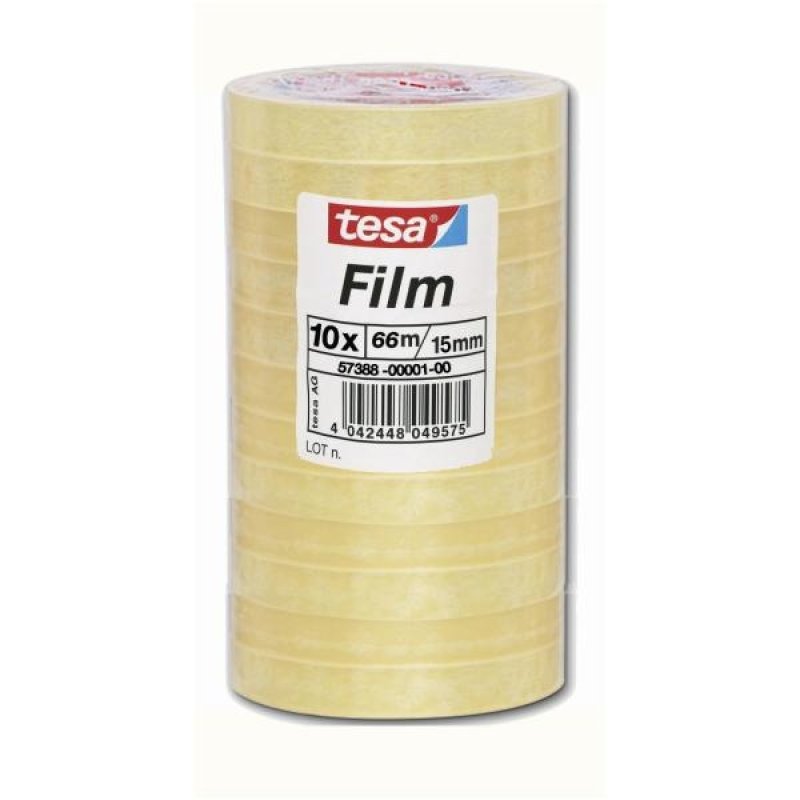 tesa Film Ruban adhésif standard, 15 mm x 66 m, transparent