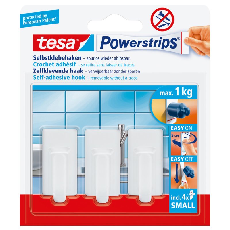tesa Powerstrips Crochet adhésif SMALL classic, blanc