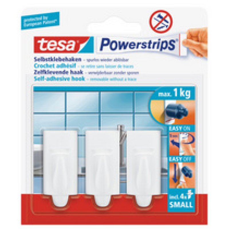tesa Powerstrips Crochet adhésif SMALL, tendance, blanc