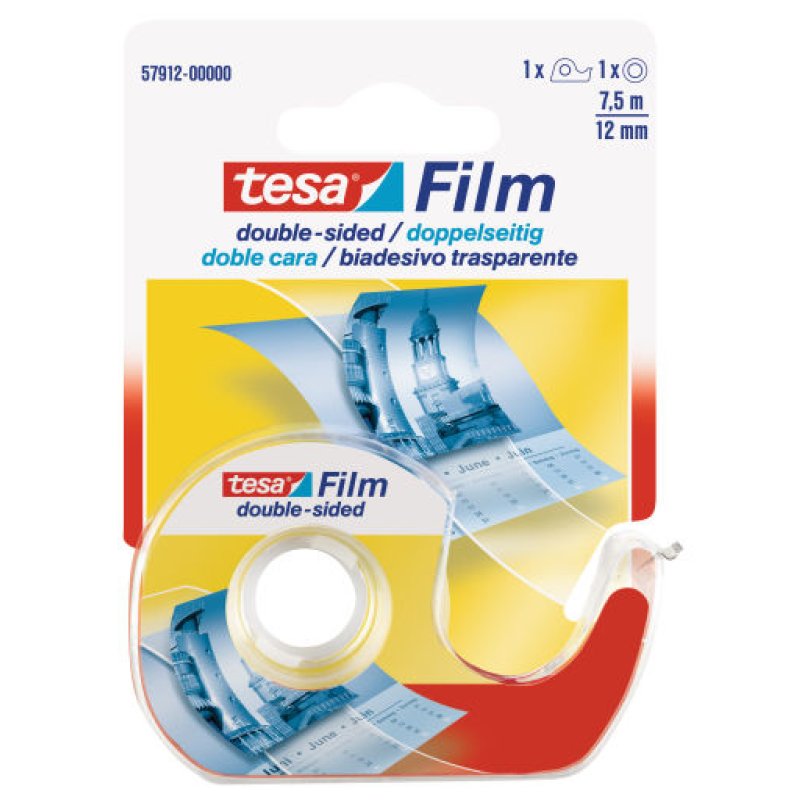 tesa Film Ruban adhésif double face,12 mm x 7,5 m dévidoir