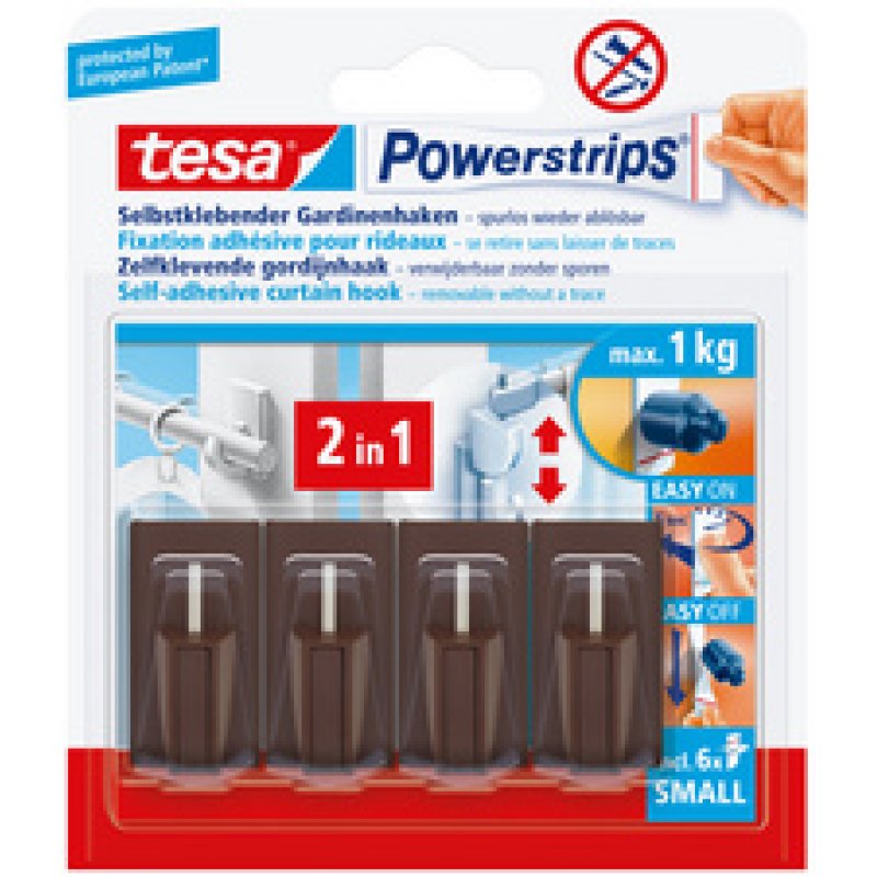 tesa Powerstrips Fixation adhésive pour rideaux Vario,marron
