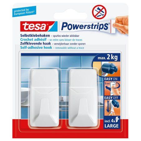 tesa Powerstrips Crochet LARGE rectangle, blanc