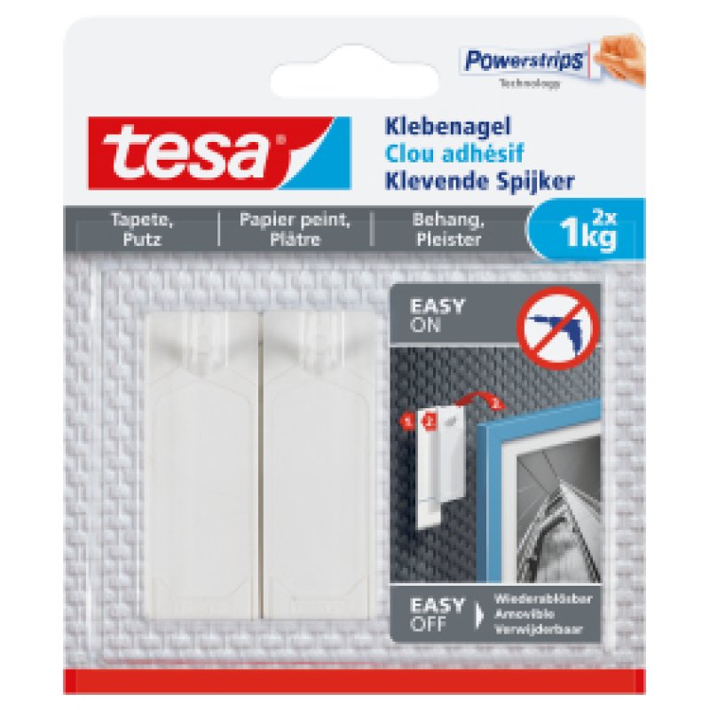 TESA 77773-00000 crochet pour rangement à usage domestique Intérieure Crochet universel Blanc 2 pièce(s)