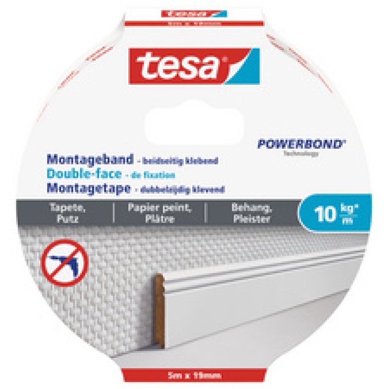 tesa Adhésif double face de montage Powerbond, papier peint