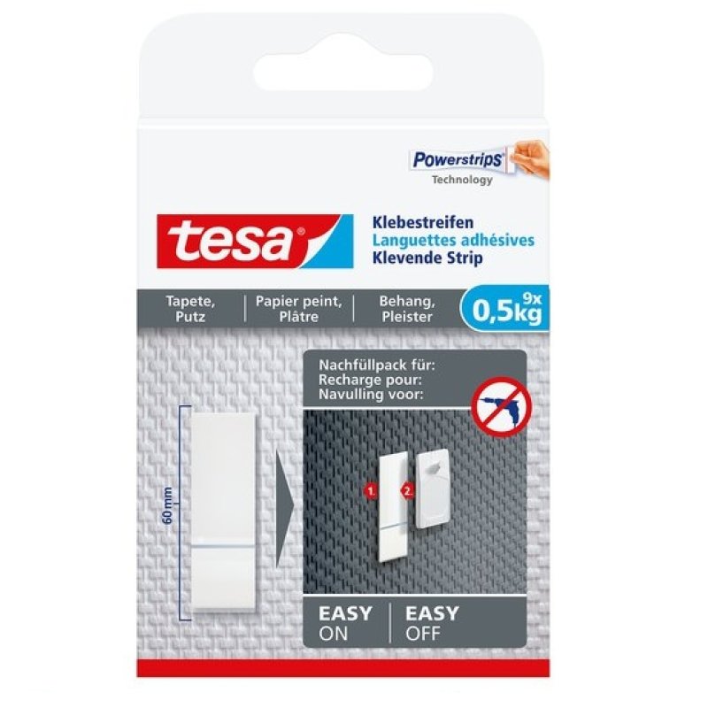 TESA Adhesive Strips for Wallpaper & Plaster 0.5kg