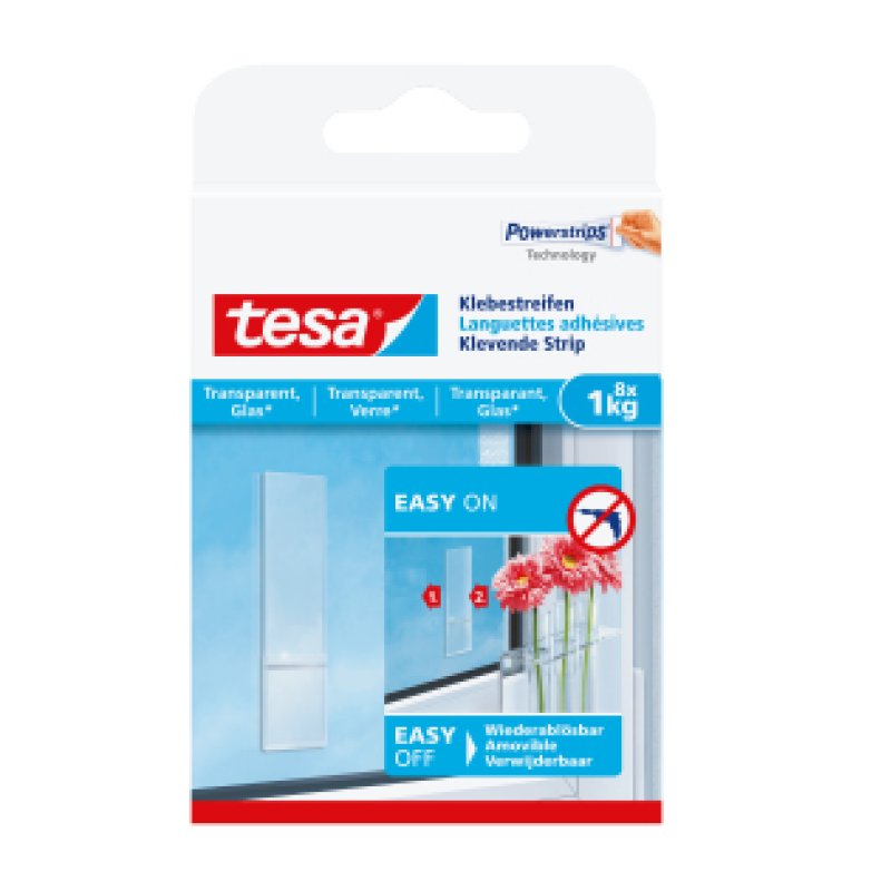 tesa Powerstrips Languettes adhésives pour surfaces en verre