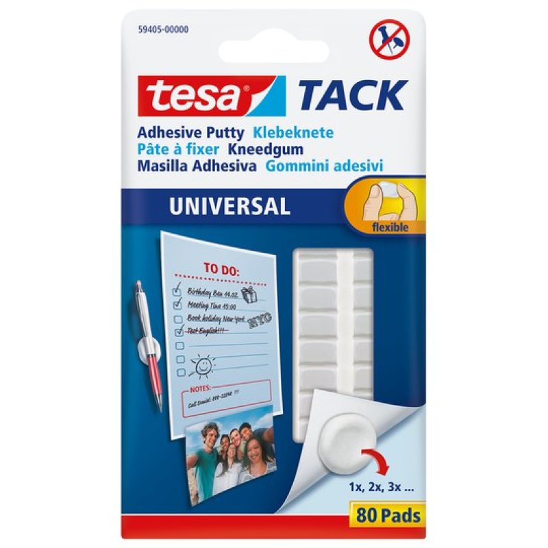 tesa TACK Pâte à fixer UNIVERSAL, amovible, blanc
