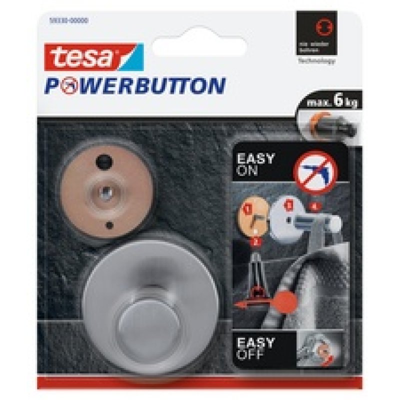 tesa Powerbutton Crochet adhésif Classic, rond