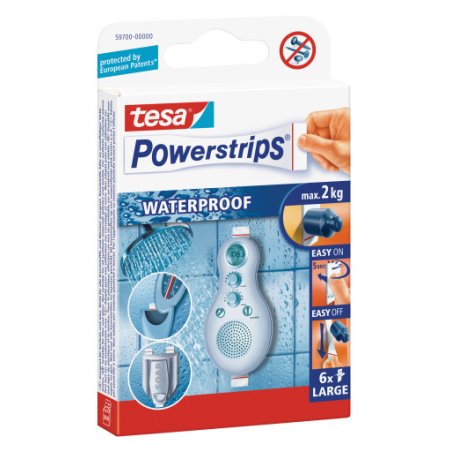 tesa Powerstrips Pastille adhésive LARGE WATERPROOF, blanc