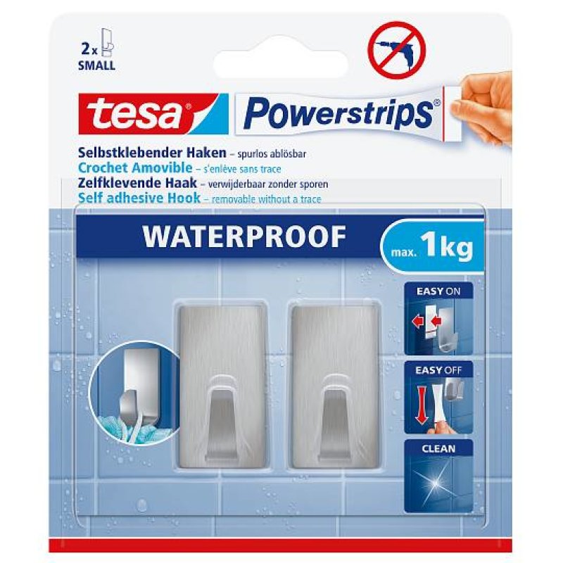 tesa Powerstrips Crochet ZOOM WATERPROOF Small, métal