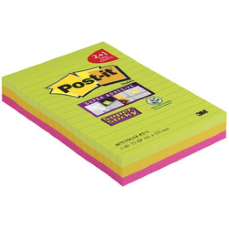 Post-it Bloc-note Super Sticky Notes, ligné, 101 x 152 mm
