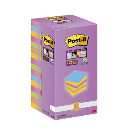 3M 654-16SS-COL note paper Square Blue, Green, Orange, Pink, Yellow 90 sheets Self-adhesive