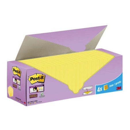 3M 654-SSCY VP24 Post-it Carré Jaune 90 feuilles Auto-adhésif