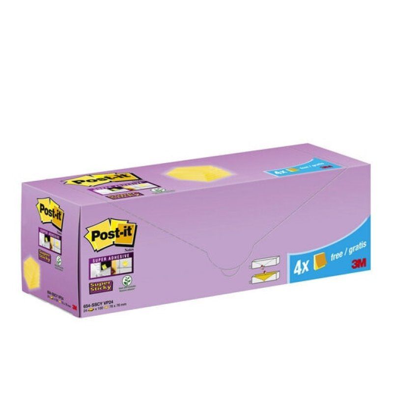 3M 654-SSCY VP24 note paper Square Yellow 90 sheets Self-adhesive