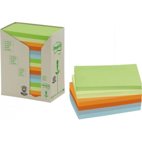 Post-It 655-1RPT Rectangle Multicolore 100 feuilles Auto-adhésif