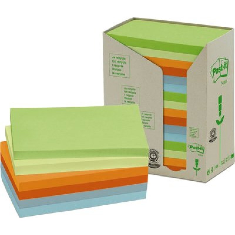 Post-It 655-1RPT Rectangle Multicolore 100 feuilles Auto-adhésif