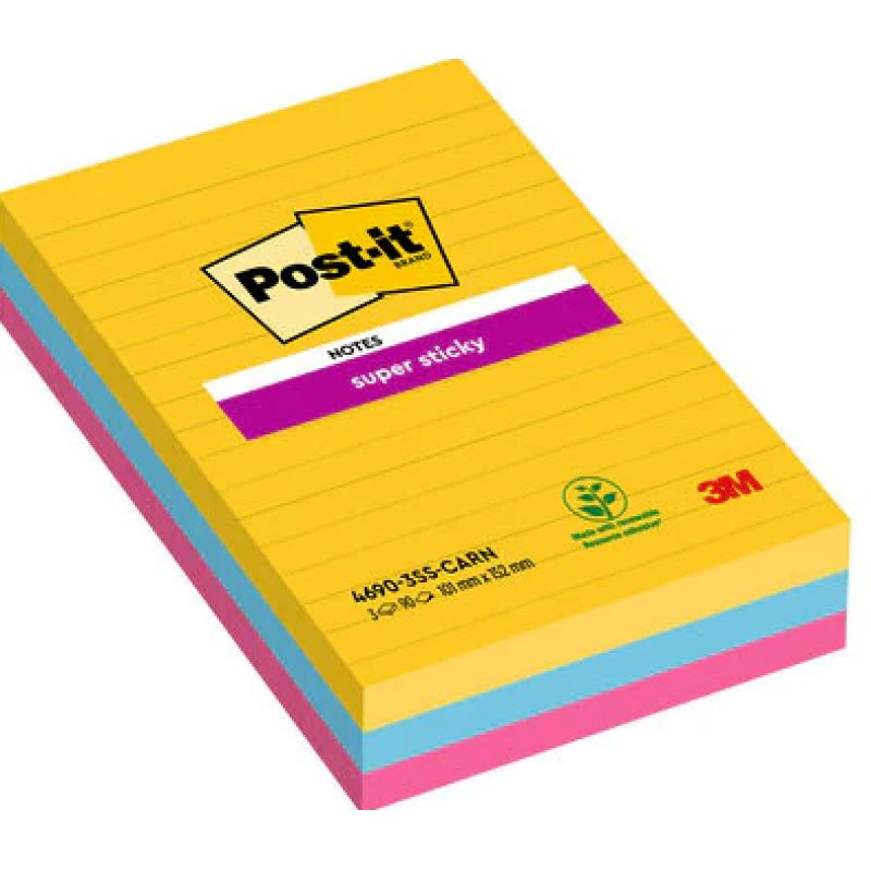 Post-it Bloc note adhésif Super Sticky Notes, 101x152 mm