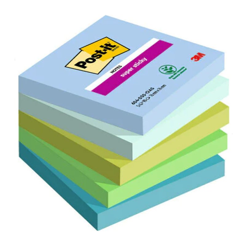 Post-It 654-5SS-OAS note paper Square Blue, Green 90 sheets Self-adhesive