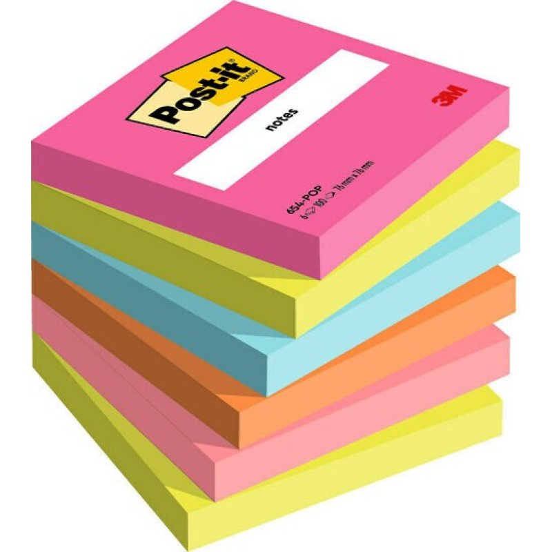 3M 654-6-POP note paper Square Multicolour 100 sheets Self-adhesive