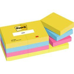 Post-It 653TFEN Carré Multicolore 100 feuilles Auto-adhésif