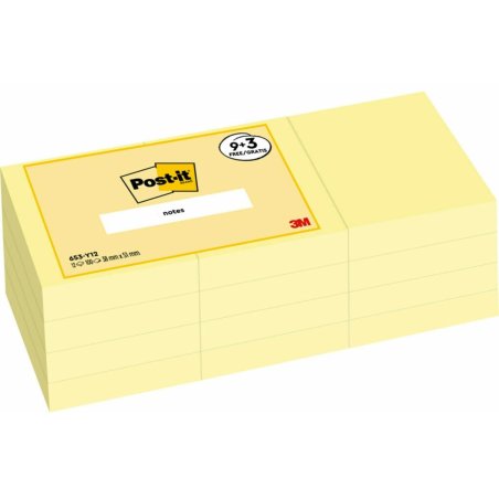 Post-It 653-Y12 Rectangle Jaune 100 feuilles Auto-adhésif