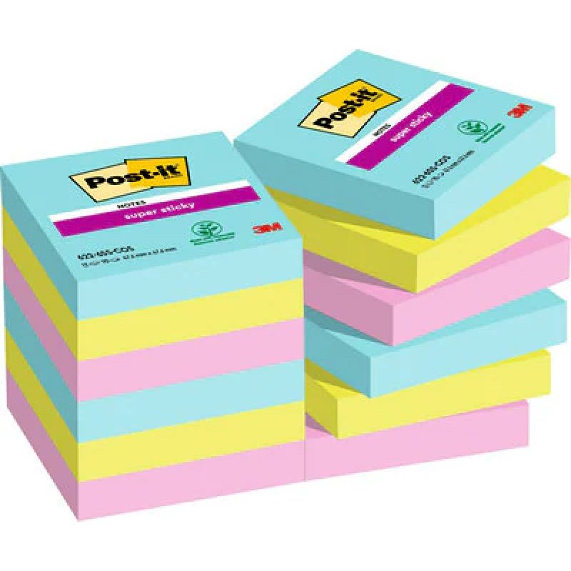 Post-It 622-12SS-COS note paper Square Blue, Green, Pink 90 sheets Self-adhesive