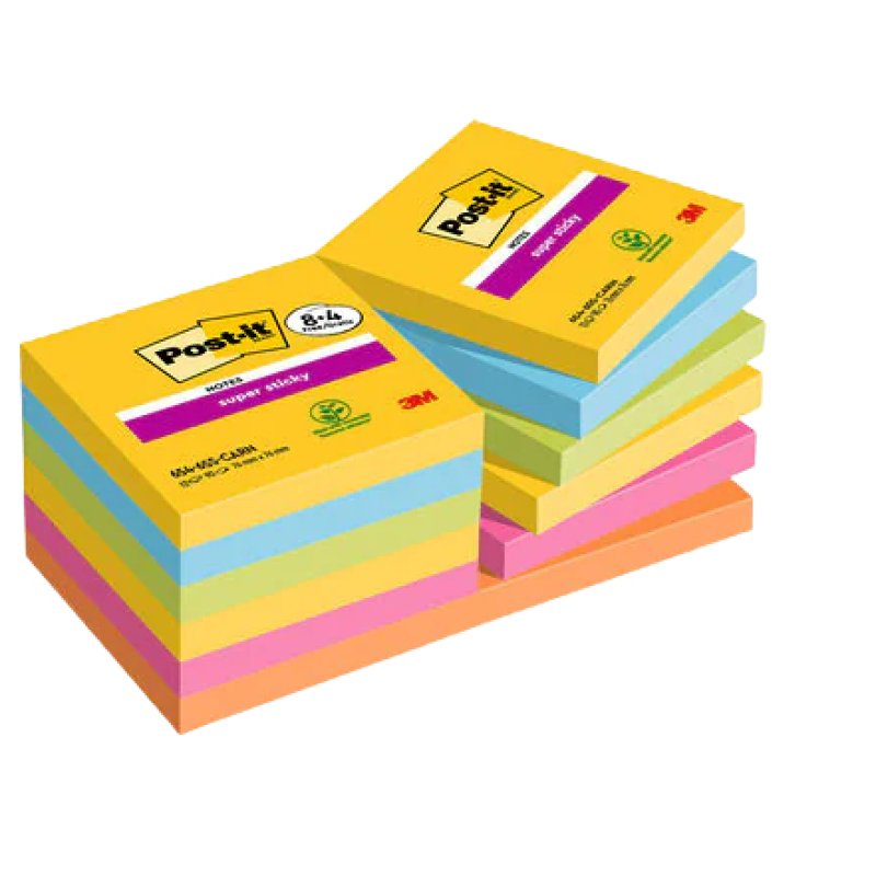 Post-It 7100259227 note paper Square Blue, Green, Orange, Pink, Yellow 90 sheets Self-adhesive