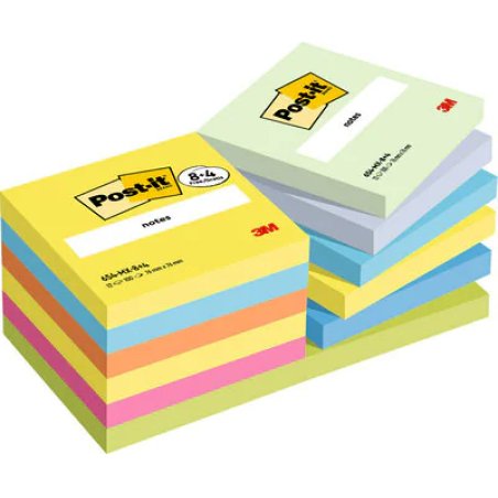 Post-It 654-TFEN-P8 4 note paper Square Blue, Green, Orange, Pink, Yellow 100 sheets Self-adhesive