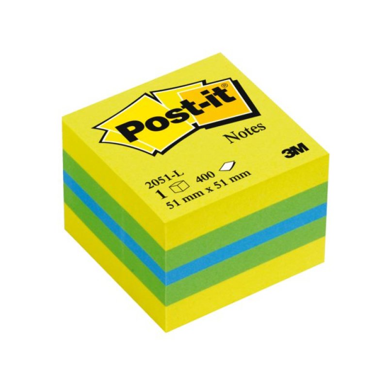 3M Post-it 2051L note paper Square Blue, Green, Turquoise, Yellow 400 sheets Self-adhesive
