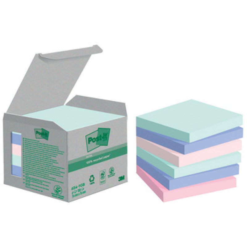 Post-it Bloc-note adhésif Recycling, 76 x 76 mm, 4 couleurs