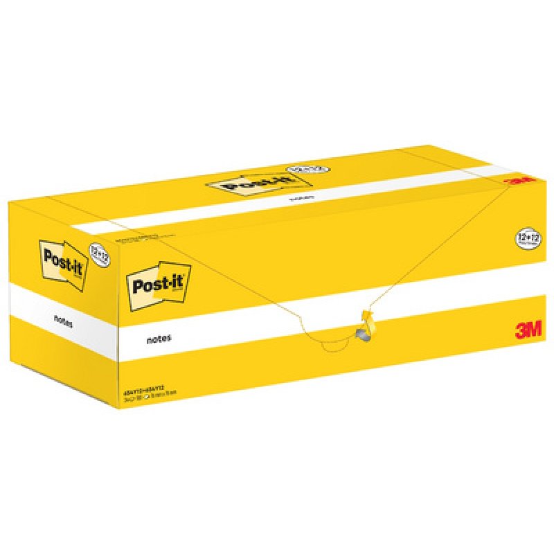 Post-it Bloc-note adhésif, 76 x 76 mm, 12 12 GRATUIT, jaune