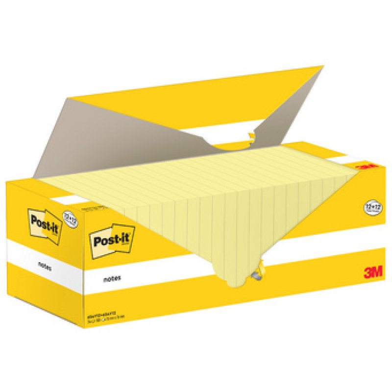 Post-it Bloc-note adhésif, 76 x 76 mm, 12 12 GRATUIT, jaune