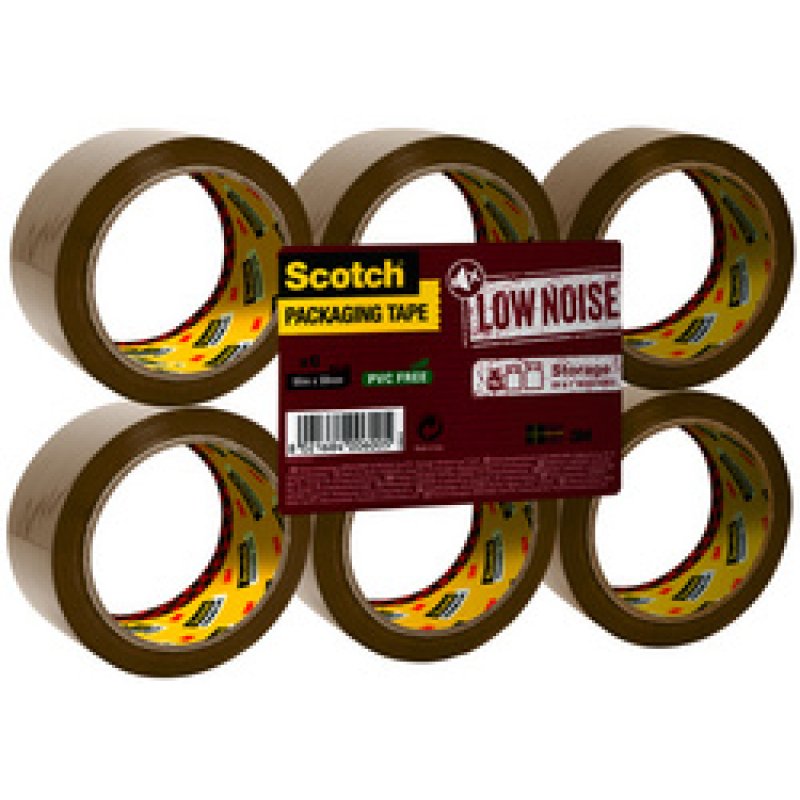 3M Scotch Ruban adhésif d'emballage LOW NOISE, 50 mm x 66 m