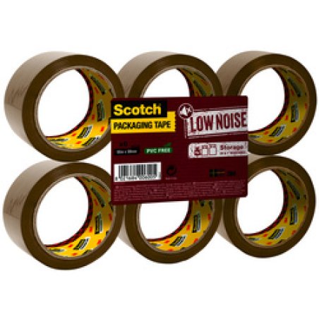 3M Scotch Ruban adhésif d'emballage LOW NOISE, 50 mm x 66 m
