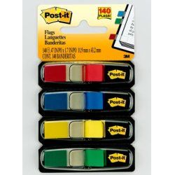 Post-It Flags, Primary Colors, 1/2 in Wide, 35/Dispenser, 4 Dispensers/Pack self adhesive flags 35 sheets