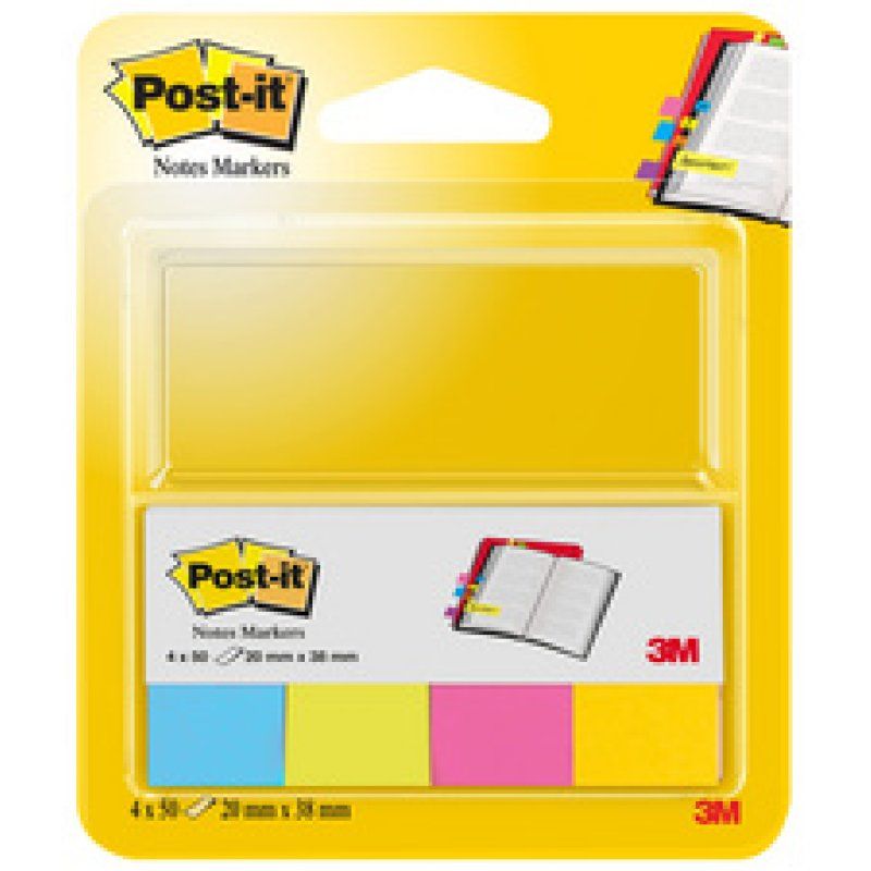 Post-it Marque-pages en papier, 20 x 38 mm, en couleurs fluo
