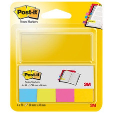 Post-it Marque-pages en papier, 20 x 38 mm, en couleurs fluo