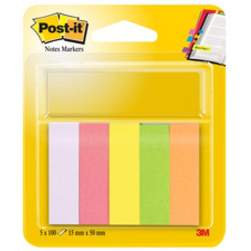 Post-it Marque-pages en papier, 20 x 38 mm, en couleurs fluo