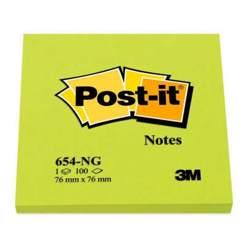 Post-it Bloc-note adhésif, 76 x 76 mm, vert néon