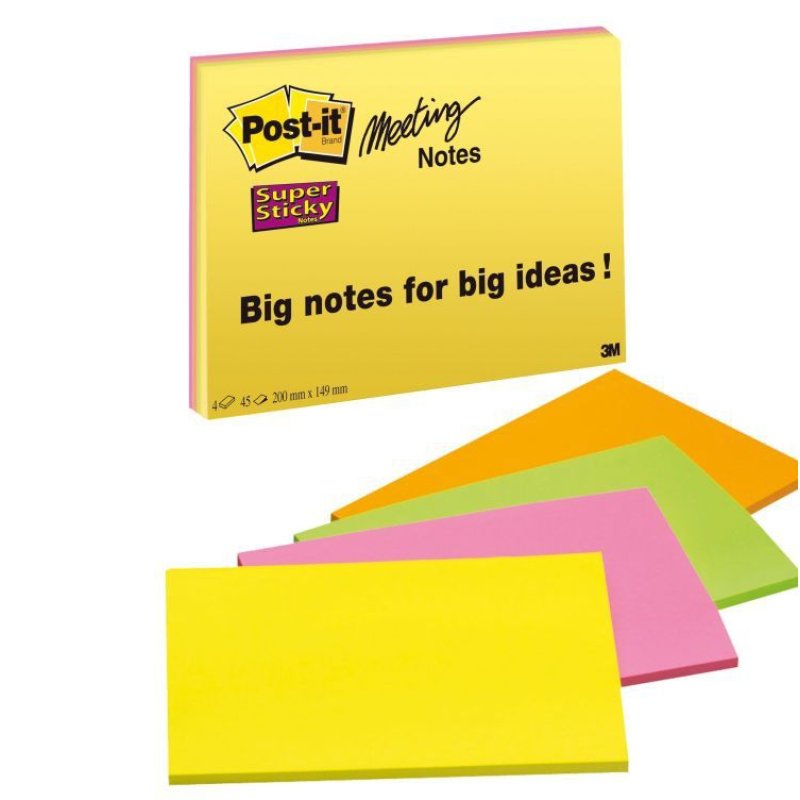 3M 6845-SSP Post-it Rectangle Multicolore 45 feuilles Auto-adhésif