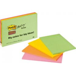 Post-It 6445 Rectangle Vert, Orange, Rose, Jaune 45 feuilles Auto-adhésif