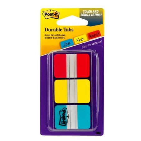 Post-It Tabs, 1 inch Solid, Red, Yellow, Blue, 22 Tabs/Color, 66/Dispenser self adhesive tab Blue, Red, Yellow
