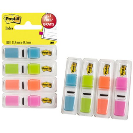 Post-it Marque-pages Index, 11,9x43,2 mm, distributeur de 4