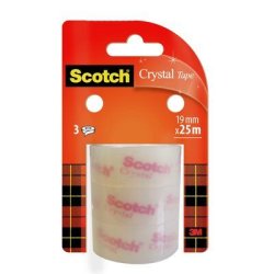 3M Scotch Ruban adhésif Crystal Clear 600, 19 mm x 25 m